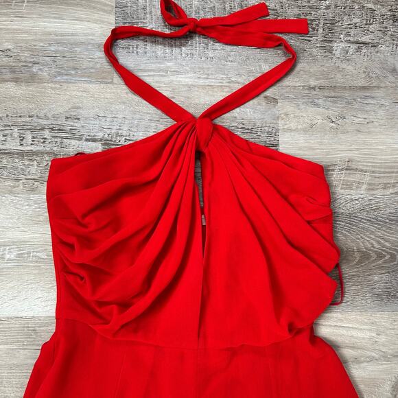 L’AGENCE Red Halter Dress Size 4 Draped Front Cocktail Party - Picture 4 of 10